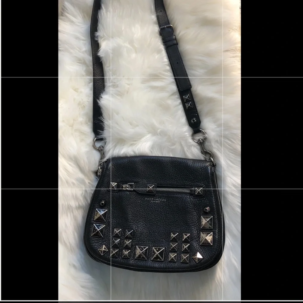 Marc Jacobs Black Leather Studded Crossbody Bag - Picture 2 of 7